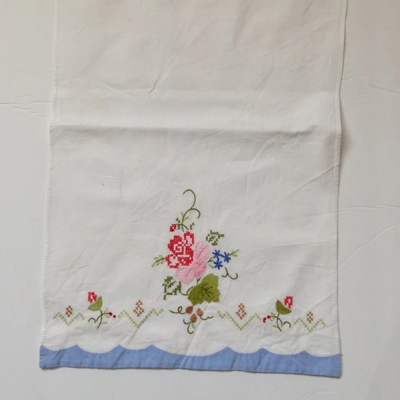 Vintage Handmade Embroidery Chair Sofa Backs Cotton Linens Floral Applique - Picture 7 of 9